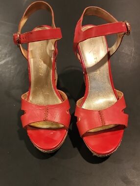 Ivanka Trump Red/Orange Open-Toe Ankle-Strap Platform Sandals